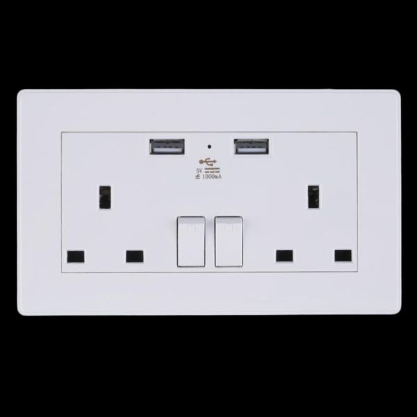 smart power plugs 1000ma uk plug 146*86*35mm dual usb electric wall charger ac socket station outlet adapter switch panel
smart power plugs 1000ma uk plug 146*86*35mm dual usb electric wall charger ac socket station outlet adapter switch panel