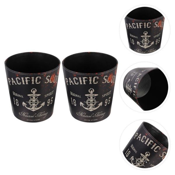 waste bins 2pcs leather paper basket bin garbage wastebasket kitchen container