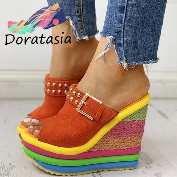 slippers doratasia ins women mixed color slip on platform open toe shoes casual design outside, Black
slippers doratasia ins women mixed color slip on platform open toe shoes casual design outside, Black
