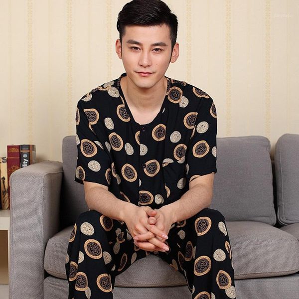 plus size 3xl summer men's thin cotton pajamas set two pieces loose sleepwear casual homewear male leisure pyjamas, Black;brown
plus size 3xl summer men's thin cotton pajamas set two pieces loose sleepwear casual homewear male leisure pyjamas, Black;brown