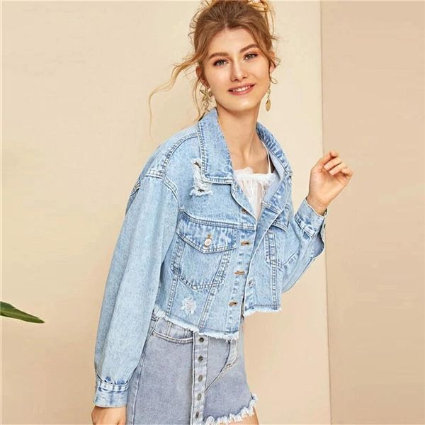 new women short jacket 2021 spring autumn hole denim jacket women coat fashion light blue clothes dr2419, Black;brown
new women short jacket 2021 spring autumn hole denim jacket women coat fashion light blue clothes dr2419, Black;brown
