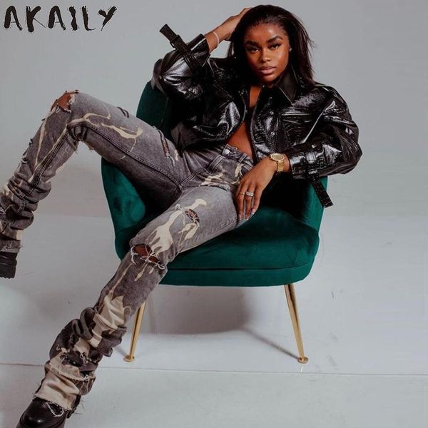 women's jeans akaily women trousers ripped hole female skinny pants ladies washed denim streetwear high waist straight leg, Blue
women's jeans akaily women trousers ripped hole female skinny pants ladies washed denim streetwear high waist straight leg, Blue