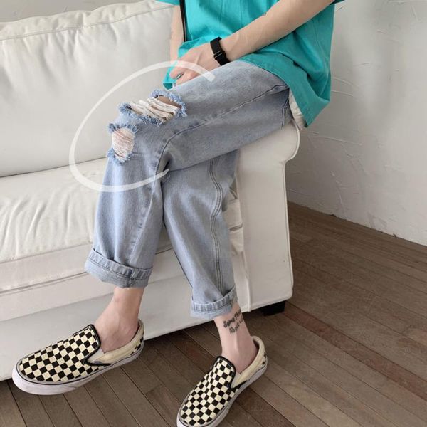 2021 spring and summer new youth popular men's loose solid color ripped jeans fashion casual wild straight leg pants blue/grey
2021 spring and summer new youth popular men's loose solid color ripped jeans fashion casual wild straight leg pants blue/grey