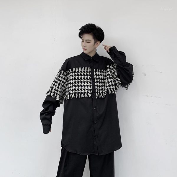 streetwear hip-hop dark shirt men long-sleeved loose casual black white plaid stitching print party club camisa men's dress shirts, White;black
streetwear hip-hop dark shirt men long-sleeved loose casual black white plaid stitching print party club camisa men's dress shirts, White;black