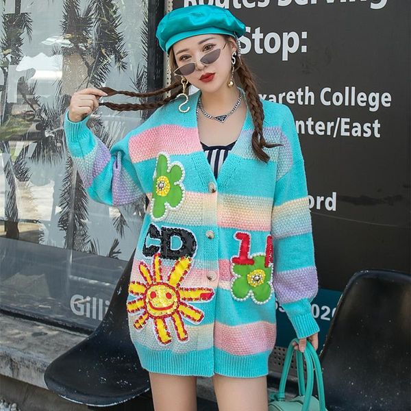 women's sweaters fashion streetwear long sleeve v neck button up oversized striped loose cardigans luxury diamonds sequins flower femal, White;black
women's sweaters fashion streetwear long sleeve v neck button up oversized striped loose cardigans luxury diamonds sequins flower femal, White;black