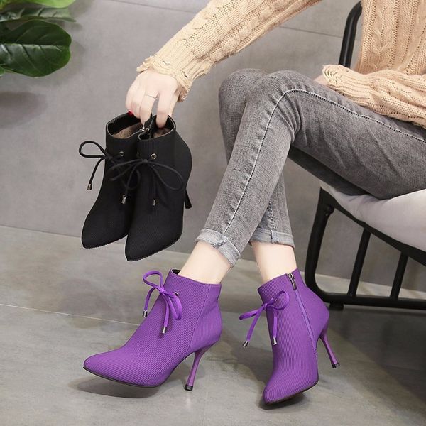 luxury dress shoes 2021 pointed middle tube elastic fashion white high heels short women's thin heel martin boots, Black
luxury dress shoes 2021 pointed middle tube elastic fashion white high heels short women's thin heel martin boots, Black