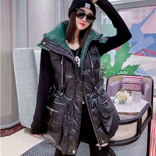 down cotton vest women's middle and long style 2021 autumn winter korean waist closing hooded vest color matching coat horse, Black;white
down cotton vest women's middle and long style 2021 autumn winter korean waist closing hooded vest color matching coat horse, Black;white