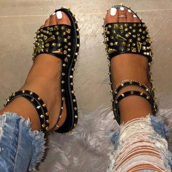 sandals 2021 women's summer shoes flat open toe outdoor beach rivet comfortable casual plus size 43, Black
sandals 2021 women's summer shoes flat open toe outdoor beach rivet comfortable casual plus size 43, Black