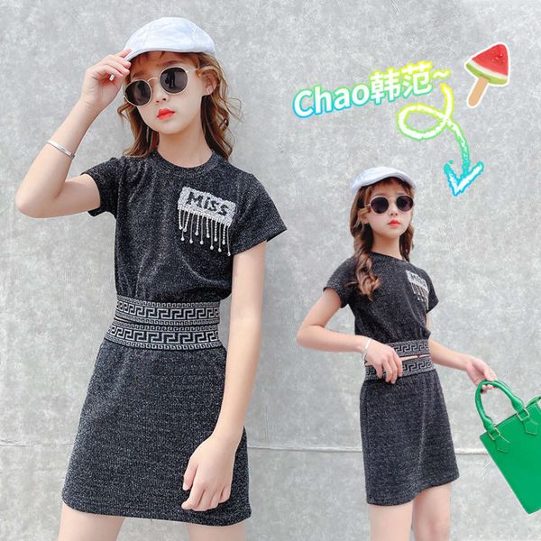 girls' summer suit style foreign fashionable net red children's leisure girls' two piece fashion, White
girls' summer suit style foreign fashionable net red children's leisure girls' two piece fashion, White