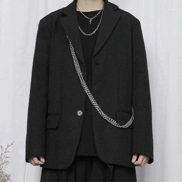 spring suit men's coat japanese yamamoto style chain decoration ruffian handsome loose casual fashion suits & blazers, White;black
spring suit men's coat japanese yamamoto style chain decoration ruffian handsome loose casual fashion suits & blazers, White;black