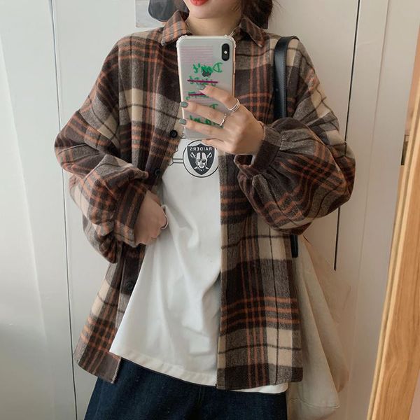 women's jackets cmaz 2021 autumn winter thick coats for women real s cost-effective shirt coat retro plaid, Black;brown
women's jackets cmaz 2021 autumn winter thick coats for women real s cost-effective shirt coat retro plaid, Black;brown