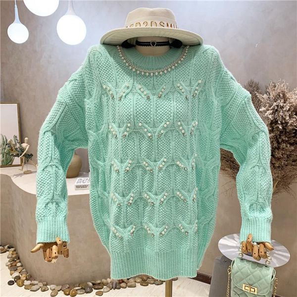 women's sweaters clothing 2021 autumn winter temperament design lazy loose round neck medium length beaded sweater knit shirt, White;black
women's sweaters clothing 2021 autumn winter temperament design lazy loose round neck medium length beaded sweater knit shirt, White;black