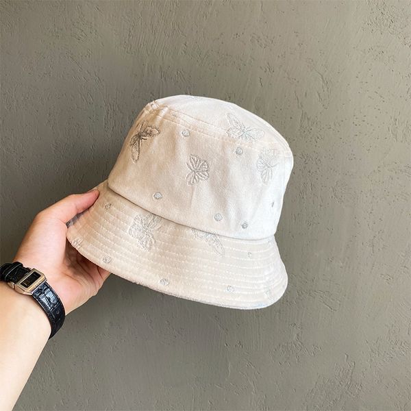 velvet and silver embroidery butterfly fisherman's hat, Blue;gray