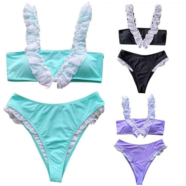 women bikini set sweet ruffles splicing swimsuit push up padded beachwear
women bikini set sweet ruffles splicing swimsuit push up padded beachwear