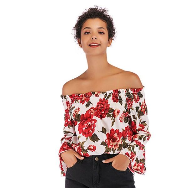 women's blouses & shirts women blouse fashion off shoulder sweet trendy flared long sleeve floral printed chiffon shirt m5, White
women's blouses & shirts women blouse fashion off shoulder sweet trendy flared long sleeve floral printed chiffon shirt m5, White