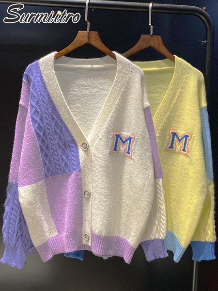 women's knits & tees surmiitro 2021 fashion autumn winter y2k oversize knit cardigan women korean style patchwork long sleeve female sw, White
women's knits & tees surmiitro 2021 fashion autumn winter y2k oversize knit cardigan women korean style patchwork long sleeve female sw, White