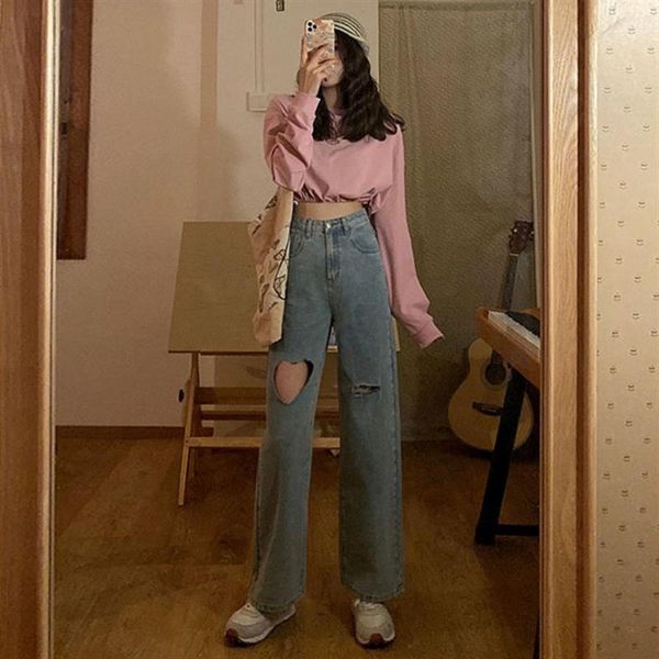women's jeans casual high waist slimming chic heart-shaped ripped summer 2021 loose straight wide leg personality trousers, Blue
women's jeans casual high waist slimming chic heart-shaped ripped summer 2021 loose straight wide leg personality trousers, Blue