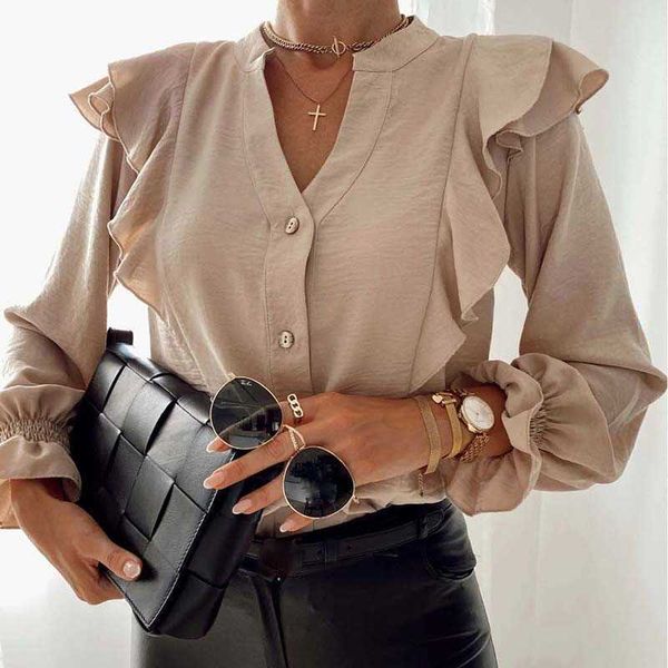 summer ruffle blouse womens csaual fashion v-neck long sleeve elegant office ladies shirts plus size and blouses 210608, White
summer ruffle blouse womens csaual fashion v-neck long sleeve elegant office ladies shirts plus size and blouses 210608, White