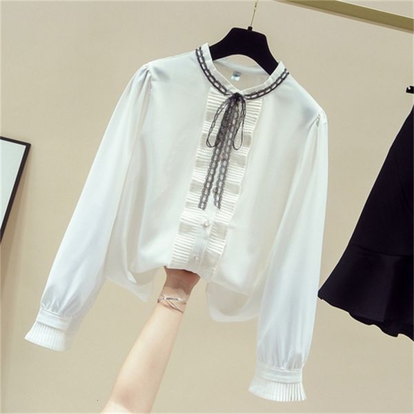 female white shirt 2021 new elegant spring plied office collar wear a-match chiffon blouse artm, Black
female white shirt 2021 new elegant spring plied office collar wear a-match chiffon blouse artm, Black