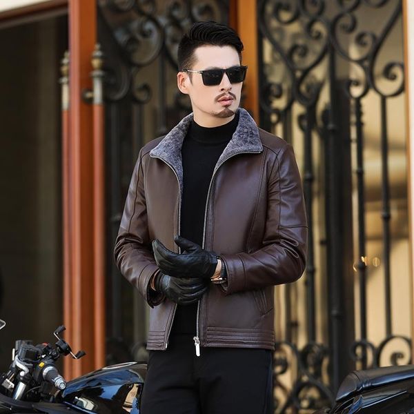 

winter new fur streetwear russian style fur mens plus coats wool leather thick 8xl mens overcoat size jackets 7xl 6xl ihkoc, Black