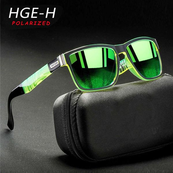hge-h sports style polarized sunglasses men very cool color match square sun glasses 100% uv pchromic lens driving goggles, White;black 
hge-h sports style polarized sunglasses men very cool color match square sun glasses 100% uv pchromic lens driving goggles, White;black
