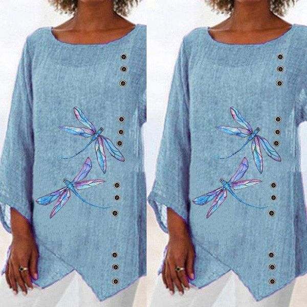 women's blouses & shirts 2021 autumn print dragonfly round neck nine points sleeve women casual loose irregular pullover blouse oversiz, White
women's blouses & shirts 2021 autumn print dragonfly round neck nine points sleeve women casual loose irregular pullover blouse oversiz, White