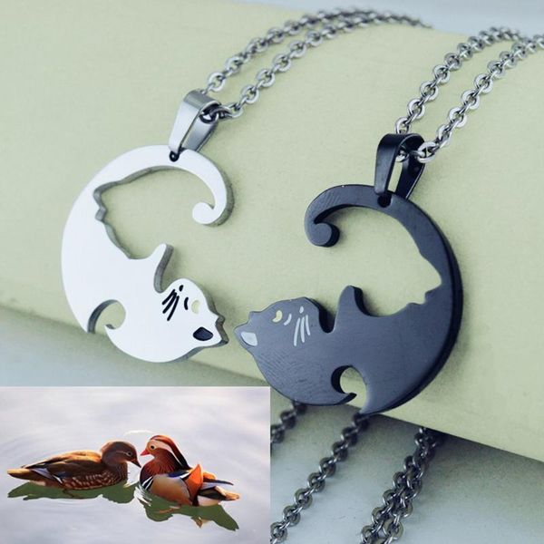 pendant necklaces stainless steel hug cat stitching necklace couple fashion jewelry, Silver
pendant necklaces stainless steel hug cat stitching necklace couple fashion jewelry, Silver