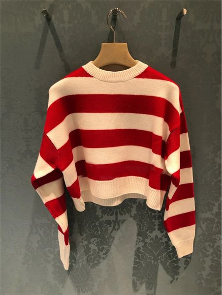 new pull femme hiver 2021 spring autumn loose casual red striped knitted sweater women qtqj, White;black
new pull femme hiver 2021 spring autumn loose casual red striped knitted sweater women qtqj, White;black