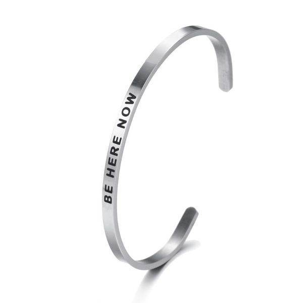 bangle 4mm stainless steel bangles engraved positive inspirational quote ''be here now'' cuff mantra bracelet for women, Black
bangle 4mm stainless steel bangles engraved positive inspirational quote ''be here now'' cuff mantra bracelet for women, Black