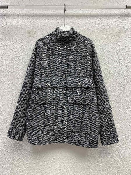 women's jackets winter runway woven bead grey tweed coat silk inning 210922db09, Black;brown
women's jackets winter runway woven bead grey tweed coat silk inning 210922db09, Black;brown