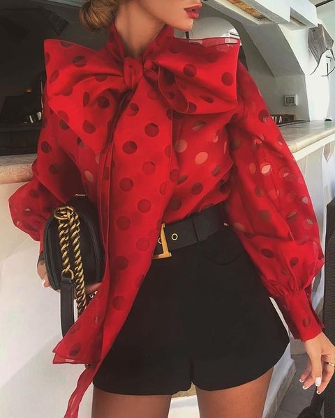 women's blouses & shirts 2022 time-limited real acetate polka dot full blusas korean shirt lantern sleeve bow blouse, White
women's blouses & shirts 2022 time-limited real acetate polka dot full blusas korean shirt lantern sleeve bow blouse, White
