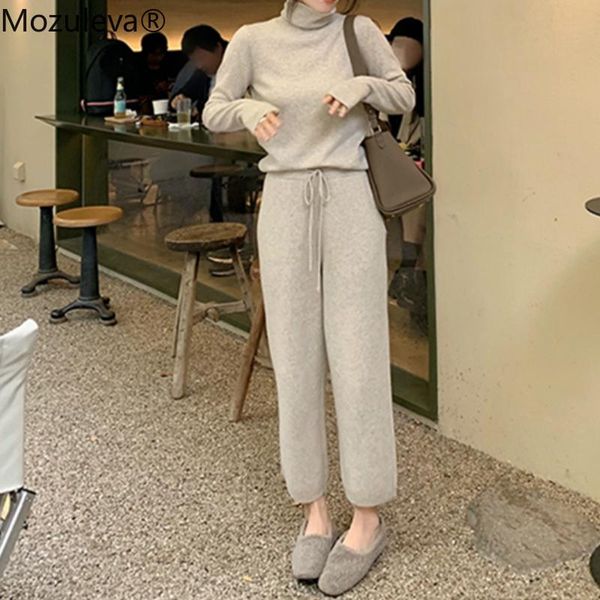 women's two piece pants mozuleva 2021 autumn winter turtleneck sweater two-piece women elastic waist trousers full casual outfits for, White
women's two piece pants mozuleva 2021 autumn winter turtleneck sweater two-piece women elastic waist trousers full casual outfits for, White