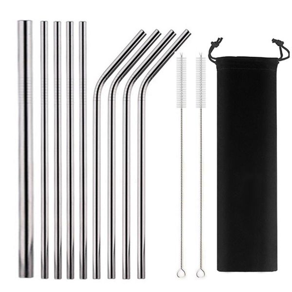 drinking straws reusable metal straw 304 stainless steel set with cleaning brushes straight bent boba bar party accessory
drinking straws reusable metal straw 304 stainless steel set with cleaning brushes straight bent boba bar party accessory
