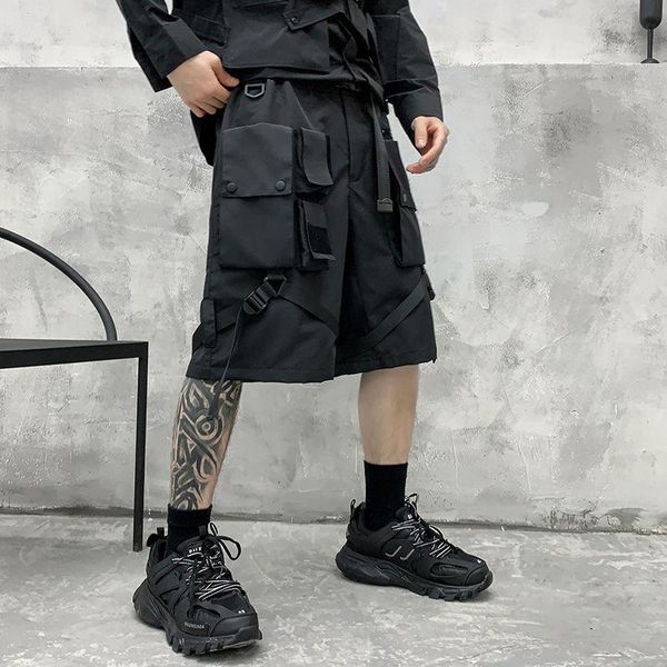 men's shorts multi pockets ribbon techwear harajuku casual hip hop goth cargo knee-length streetwear tactical short homme, White;black
men's shorts multi pockets ribbon techwear harajuku casual hip hop goth cargo knee-length streetwear tactical short homme, White;black