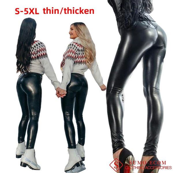 women's leggings plus size women pu leather high waist lift bugothic pants girl skinny elastic thin thicken latex jeggings, Black
women's leggings plus size women pu leather high waist lift bugothic pants girl skinny elastic thin thicken latex jeggings, Black