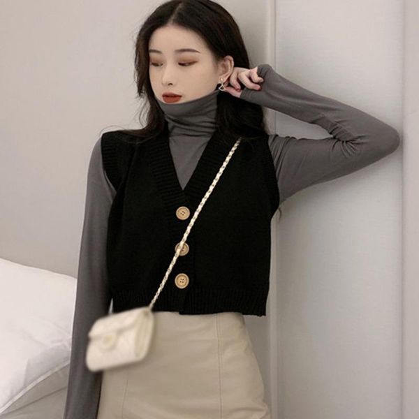 women's vests women casual solid color sleeveless knitted vest female single breasted korean fashion sweater, Black;white
women's vests women casual solid color sleeveless knitted vest female single breasted korean fashion sweater, Black;white