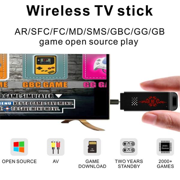wireless handheld tv stick mini portable console build in 2000 classic 16 bit games dual gamepad av output
wireless handheld tv stick mini portable console build in 2000 classic 16 bit games dual gamepad av output