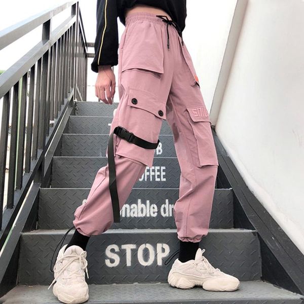 women's pants & capris autumn streetwear embroidery casual cargo women joggers solid big pocket high waist loose female, Black;white
women's pants & capris autumn streetwear embroidery casual cargo women joggers solid big pocket high waist loose female, Black;white