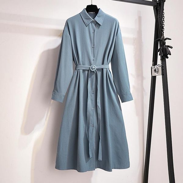 casual dresses plus size autumn long sleeve dress elegant single-breasted blue 4xl large belt turn-down collar women, Black;gray
casual dresses plus size autumn long sleeve dress elegant single-breasted blue 4xl large belt turn-down collar women, Black;gray