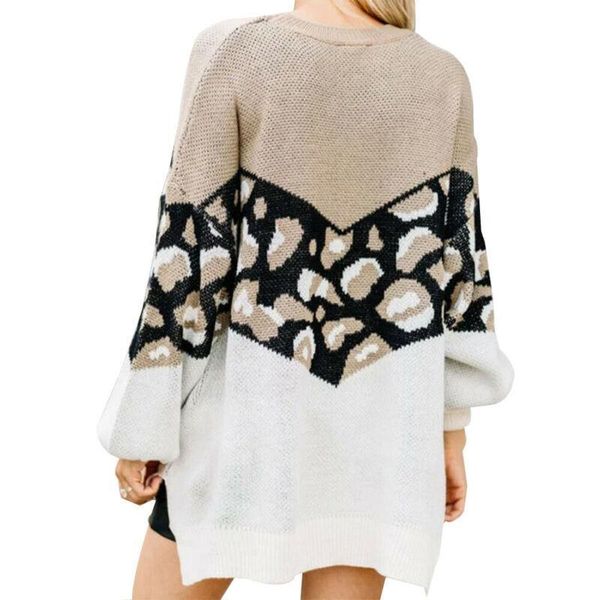 women's sweaters slit knitted sweater autumn women leopard printed clothing long sleeve pullover casual loose, White;black
women's sweaters slit knitted sweater autumn women leopard printed clothing long sleeve pullover casual loose, White;black