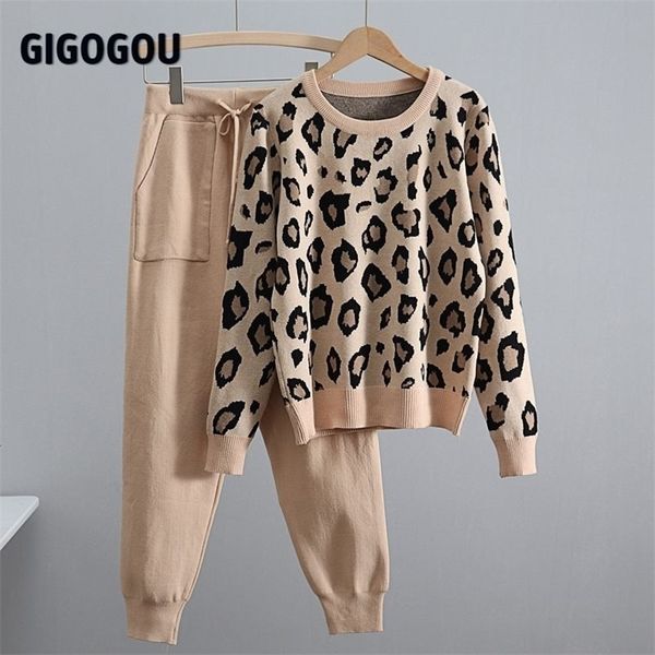 gigogou leopard knitted women sweater costume autumn winter pullovers 2 peice set tracksuits two piece korean sports suits 220315, White
gigogou leopard knitted women sweater costume autumn winter pullovers 2 peice set tracksuits two piece korean sports suits 220315, White