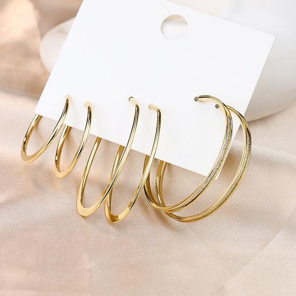 hoop & huggie 3pairs/set punk earrings set big circle jewelry for women girls piercing ear hoops earring ring, Golden;silver
hoop & huggie 3pairs/set punk earrings set big circle jewelry for women girls piercing ear hoops earring ring, Golden;silver