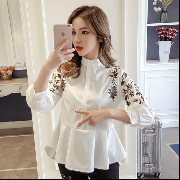 2021 autumn women fashion sweet women blouse full embroidery floral mandarin collar casual preppy style shirts 1377 45, White
2021 autumn women fashion sweet women blouse full embroidery floral mandarin collar casual preppy style shirts 1377 45, White