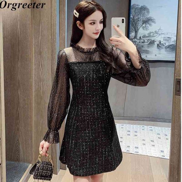 autumn vintage ladies temperament tweed patchwork long-sleeved ruffles stitching mini dress 210525, Black;gray
autumn vintage ladies temperament tweed patchwork long-sleeved ruffles stitching mini dress 210525, Black;gray