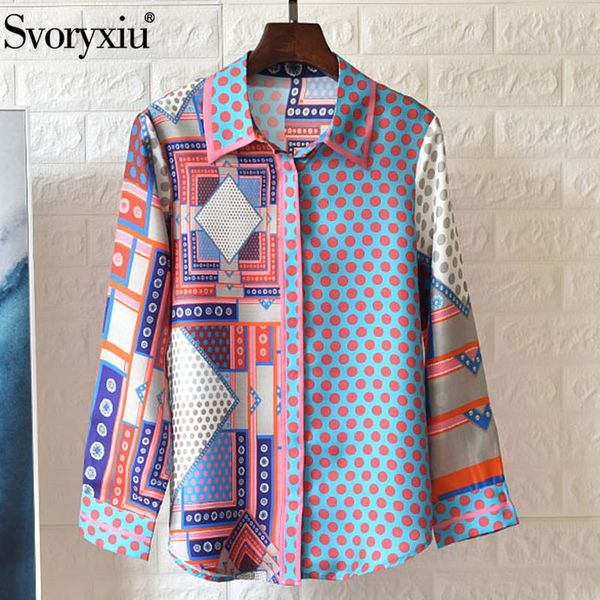 women's blouses & shirts svoryxiu fashion designer spring summer colorful polka dot print 100% silk blouse long sleeve loose ladies, White
women's blouses & shirts svoryxiu fashion designer spring summer colorful polka dot print 100% silk blouse long sleeve loose ladies, White
