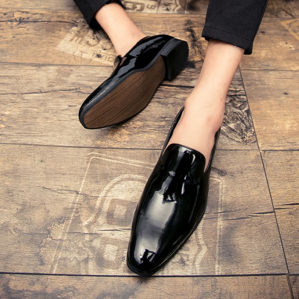 spring british pointed toe slip on casual leather shoes trend korean men's low busins, Black
spring british pointed toe slip on casual leather shoes trend korean men's low busins, Black