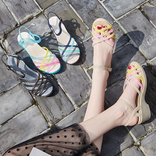 dress shoes women's slope heel jelly woman hollow colored ribbons non slip bottom high sandals, Black
dress shoes women's slope heel jelly woman hollow colored ribbons non slip bottom high sandals, Black