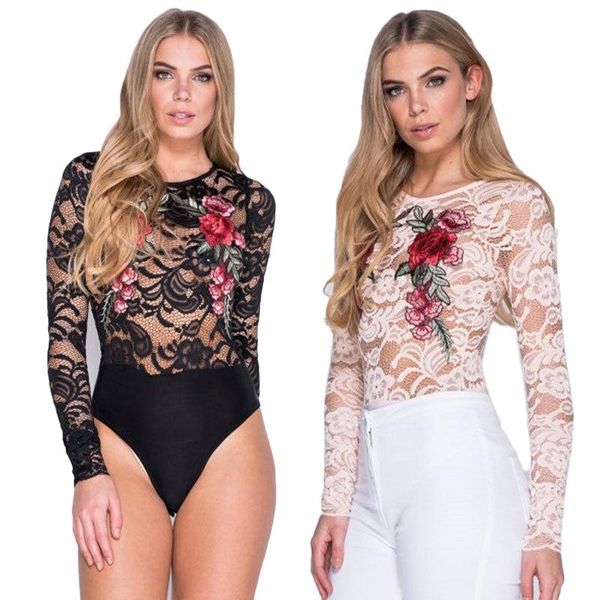 women's jumpsuits & rompers fashion embroidery women ladies long sleeve lace transparent bodysuit leotard bodycon bandage jumpsuit romp, Black;white
women's jumpsuits & rompers fashion embroidery women ladies long sleeve lace transparent bodysuit leotard bodycon bandage jumpsuit romp, Black;white