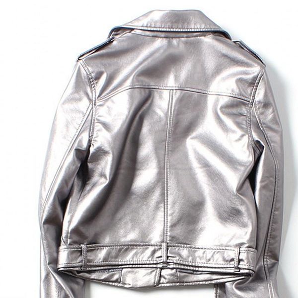 women's leather & faux spring 2022 autumn silver womens short biker jacket turn-down collar zippers high street female outerwear korean, Black
women's leather & faux spring 2022 autumn silver womens short biker jacket turn-down collar zippers high street female outerwear korean, Black