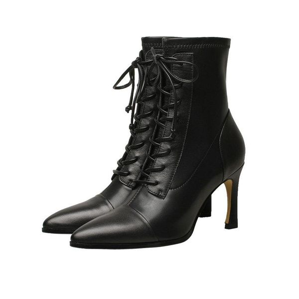 boots style microfiber women's derma fashion super stretch comfortable cross tied stilettos lady pointed ankle, Black
boots style microfiber women's derma fashion super stretch comfortable cross tied stilettos lady pointed ankle, Black
